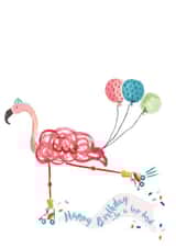 Flamingo "Top Bird" Birthday card created by Owen & Wolfey