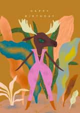 Arty Birthday Card - Moose - Abstract created by OnlyTiny