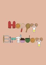 Baking Birthday card created by @hairheadsart