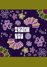 Thank You! Purple and green flowers created by Slugedelic Cardz