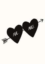 Minimal monochrome Mr & Mrs wedding card created by Yan Yu Lee