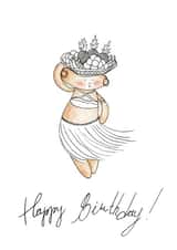 Hawaiian dancing bear birthday card created by Mishka Jenya