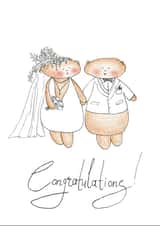 Wedding of bears congratulations card created by Mishka Jenya