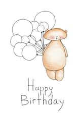 Bear with balloons birthday card created by Mishka Jenya