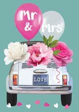 Decorated Mr & Mrs Wedding Car created by Sarah Kelleher
