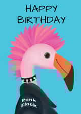 Pink Punk Rocker Flamingo Birthday Card created by Ostara's Attic