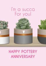 Succulent Pottery 9th Anniversary Card created by Violet Owen Designs