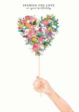 Floral Heart Birthday Balloon created by Pink Pen Studio