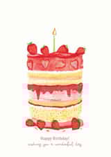 Classic Birthday Card - Cake - Strawberries created by Pink Pen Studio