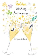Pretty Prosecco Wedding Anniversary Card - 50 Years - Golden Wedding Anniversary created by SABIVO Design by Sabina