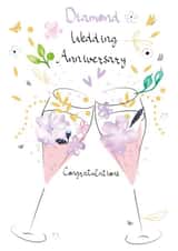 Diamond Wedding Anniversary Floral Prosecco Card created by SABIVO Design by Sabina