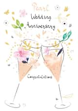 Pretty Pearl Anniversary Card - 30 years - Pearl Wedding Anniversary Congratulations created by SABIVO Design by Sabina