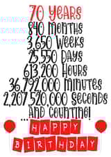 Celebrate a 70th birthday in months/weeks/days/hours/minutes & seconds! created by CardandFast
