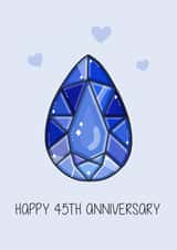 Cute Sapphire Anniversary Card - 45 Years - Happy 45th Anniversary created by Creaternet