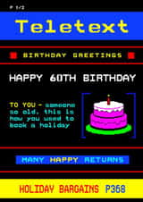 Teletext 60th Birthday Card created by Of Life & Lemons Ltd.