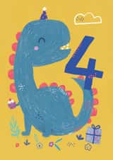 happy 4th birthday dinosaur card created by Laura Pantony