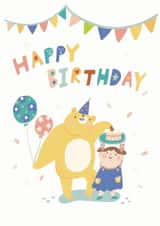 Cute bear and girl birthday card  created by Miss NoProblem