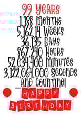 Celebrate a 99th birthday in months/weeks/days/hours/minutes & seconds! created by CardandFast