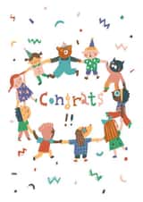 Happy children and animals congratulation card created by Miss NoProblem