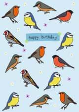 UK Garden Bird Birthday Card 1000 created by Zoë Nash