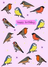 UK Garden Bird Birthday Card 1001 created by Zoë Nash