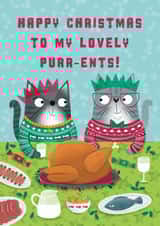 Happy Christmas to my lovely purr-ents! Cat parents Christmas card. created by Hannah Jayne Lewin