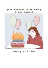 Fire Hazard birthday card for her created by Hey Bungalow Designs