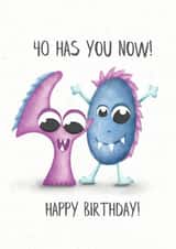 Funny 40th Birthday Age Milestone Card, Cute Number Monsters created by Lanther Black
