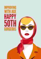50th Birthday Card for Her, improving with age created by Diva Doodle Designs