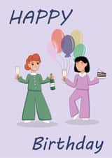 Girlfriends drink champagne and celebrate their birthday created by ANNA Zakharova