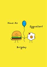 Cute Egg Burger Birthday Greetings Card created by Torts Allsorts