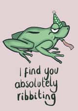 Froggy pun love card - I find you absolutely ribbiting created by Frankie Glover Finlay