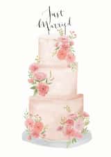 Just Married Floral Wedding Cake Card created by Sage and Hart