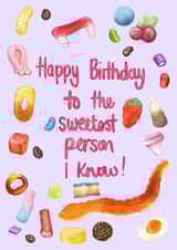 A pick n mix sweet themed birthday created by Katie Tinkler illustration