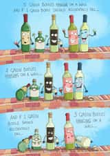 5 green bottles hanging on a wall created by Leah Rowe