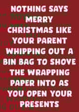 Sarcastic - Funny - Cheeky - Nothing Says Merry Christmas Like - Parents - Mum and Dad - Wrapping Paper - Merry Christmas Card created by Pink + Pip