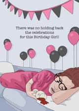 Birthday card for the girl that falls asleep early! created by Evie Garnett Designs