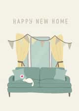 Cute Cosy Living Room New Home Card - Cat - Happy New Home created by Serendipity Inspired