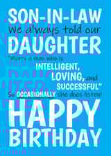 Funny Son-In-Law Birthday Card created by @Cupsie's Creations