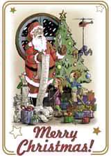 Santa Claus Writes His List Classic Merry Christmas Card created by Tim Jenkins