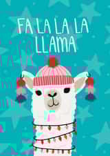 Cute Llama Christmas Card, Fa la la la llama created by Ellie Maguire