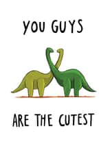 Cute Dinosaurs in Love - Wedding and Engagement card created by Big Pencil Prints