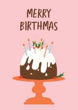 Traditional - Christmas Pudding - Festive - Cake - Merry Birthmas - Birthday Card created by @tikkled.pink