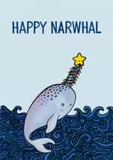 Christmas Narwhal Fairy lights Noel card created by Oh Milo Made