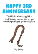 Naughty Leather Anniversary Card - 3 Years - The Third Anniversary Gift Is Traditionally Leather So I Got You Something I Thought You'd Really Like created by No-me illustrations
