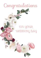 Congratulations Wedding Day - Floral White card created by Party Piece Designs