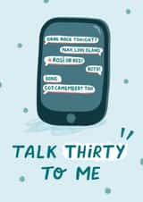 Talk thirty to me 30th birthday card 1001 created by Pilea Press