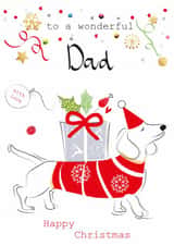 Dad Festive Dachshund with Present Christmas Card created by SABIVO Design by Sabina