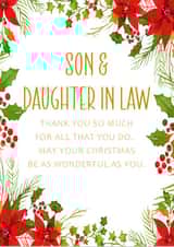 Christmas Card for Son & Daughter in Law with Traditional Poinsettia design created by PMPrinted