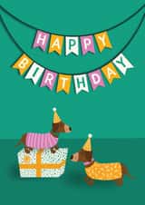 Cute Birthday Card – Sausage Dogs – Birthday Party created by Chloe Tyler